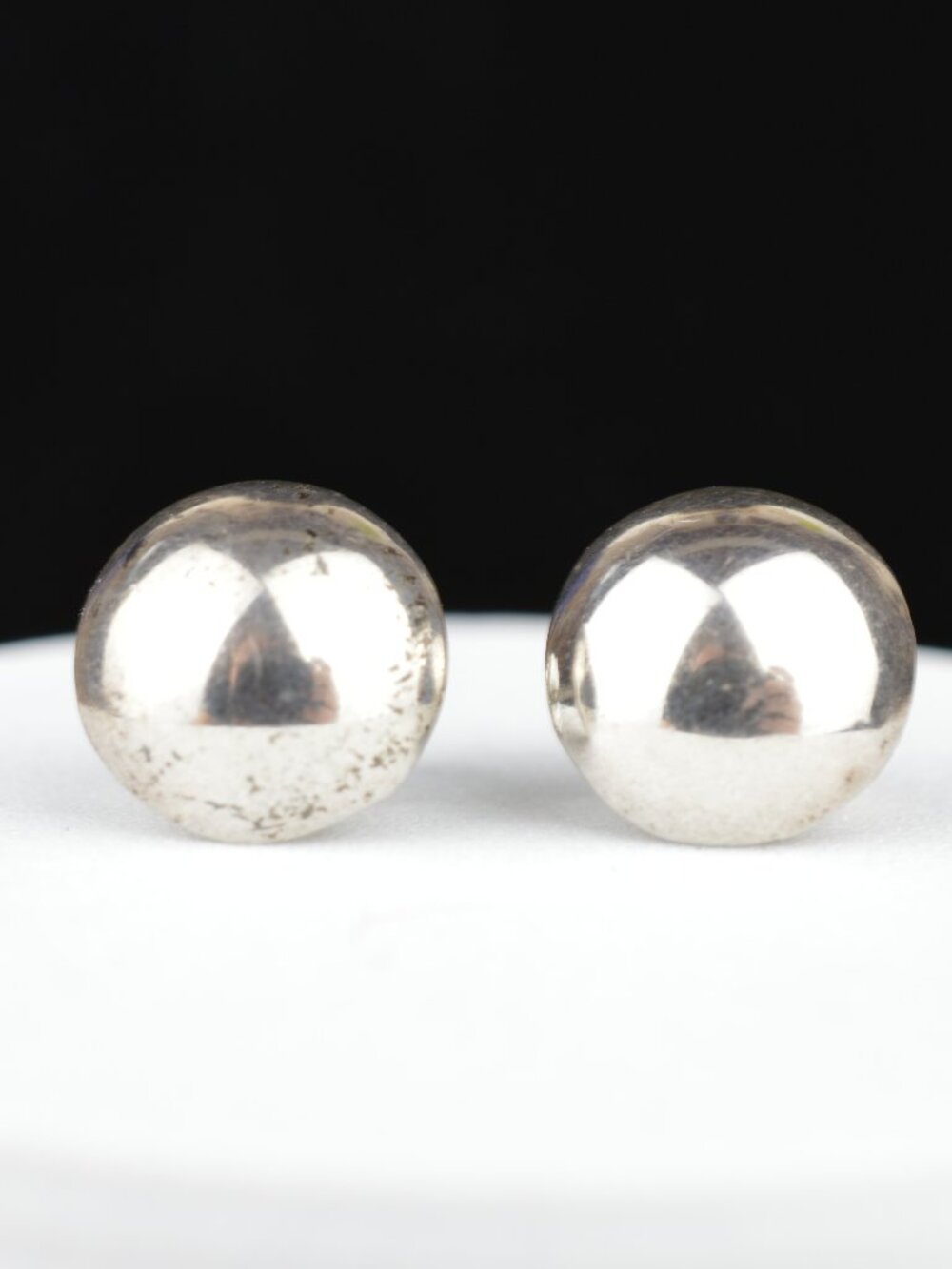Vintage 925 Sterling Silver Dome Stud Earrings 3/8" Flat Back Button Post 10mm